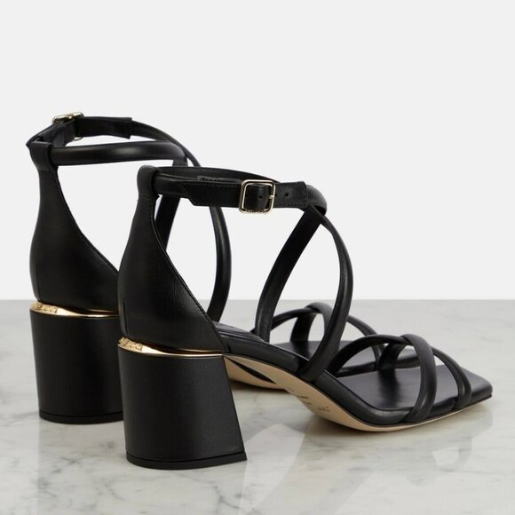 NIB$795 Jimmy Choo Rheea 65 Logo Block Heel Crisscross Leather Sandals 38.5, 8.5 - Picture 5 of 16